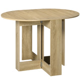 Wooden Folding Drop Leaf Dining Table Round for Small Space 2 to 4 People - Velmora