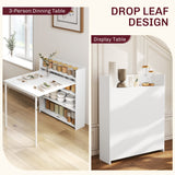Wooden Folding Drop-Leaf Kitchen Dining Table for 2 People - Velmora
