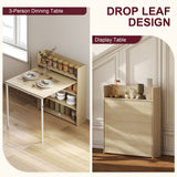 Wooden Folding Drop-Leaf Kitchen Dining Table for 2 People - Velmora