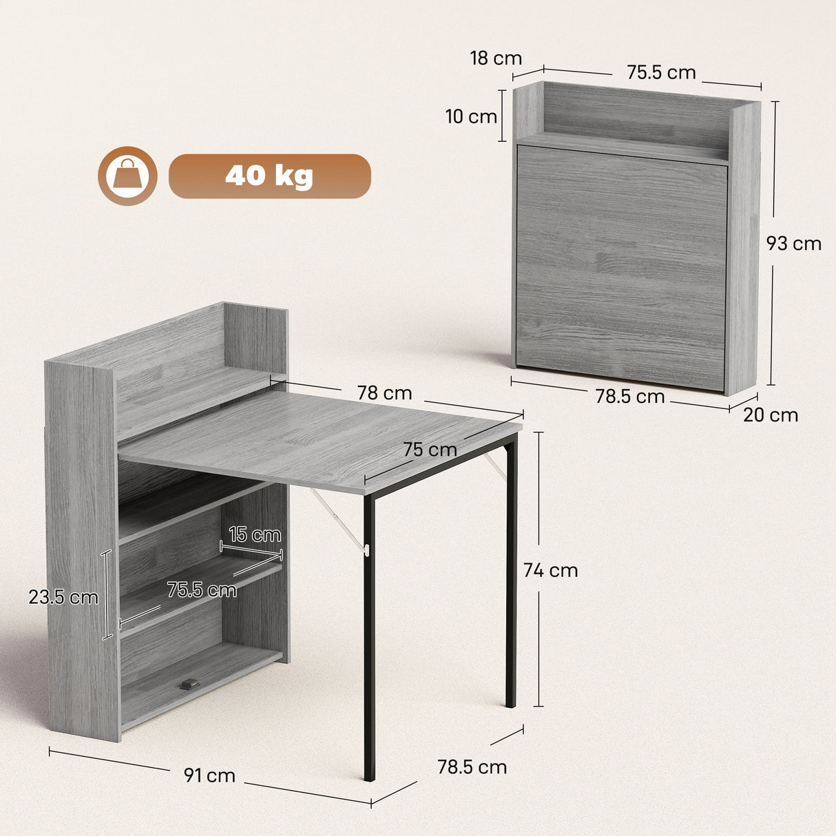 Wooden Folding Drop-Leaf Kitchen Dining Table for 2 People - Velmora