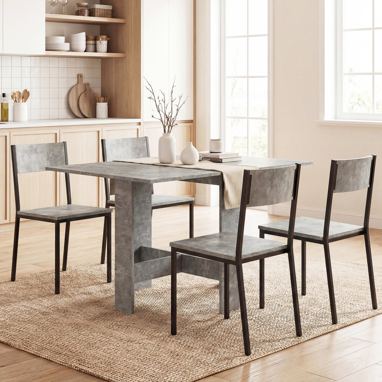 Wooden Folding Drop Leaf Kitchen Dining Table Rectangular for 4 to 6 People - Velmora