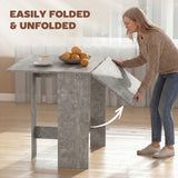 Wooden Folding Drop Leaf Kitchen Dining Table Rectangular for 4 to 6 People - Velmora