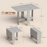 Wooden Folding Drop Leaf Kitchen Dining Table Rectangular for 4 to 6 People - Velmora
