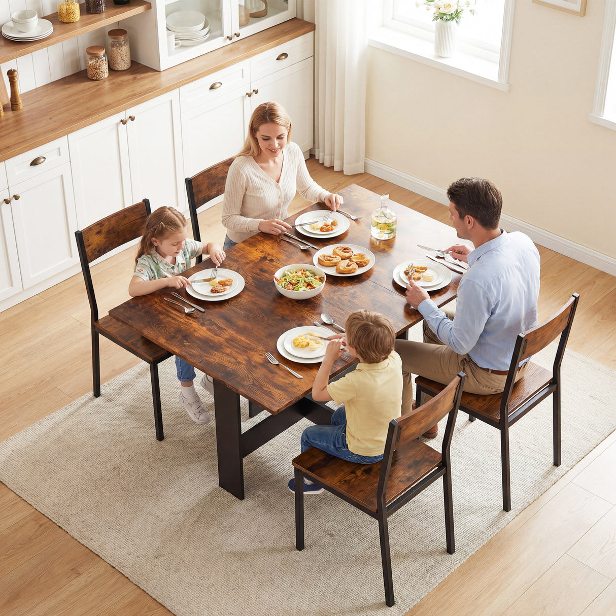 Wooden Folding Drop Leaf Kitchen Dining Table Rectangular for 4 to 6 People - Velmora
