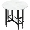Wooden Folding Rolling Drop Leaf Dining Table 100cm Round With Open Shelf - Velmora
