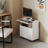 Wooden Folding Rolling Drop Leaf Dining Table With Hidden Shelf - Velmora