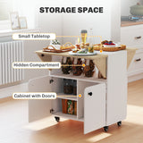 Wooden Folding Rolling Drop Leaf Dining Table With Hidden Shelf - Velmora