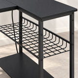 Wooden Gaming Desk 114.5cm Wide L Shaped With LED Lights - Velmora