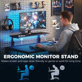 Wooden Gaming Desk 114.5cm Wide L Shaped With LED Lights - Velmora
