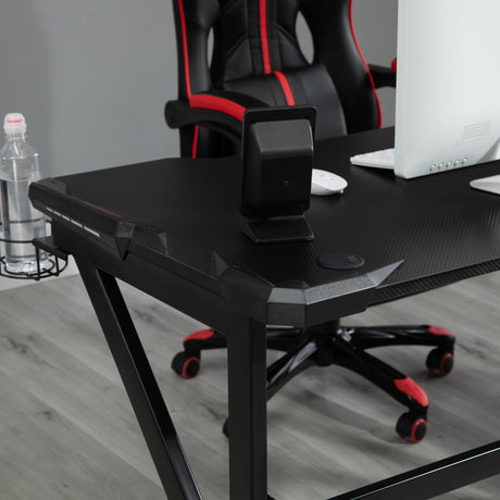 Wooden Gaming Desk 120cm Wide With Cup Holder - Velmora