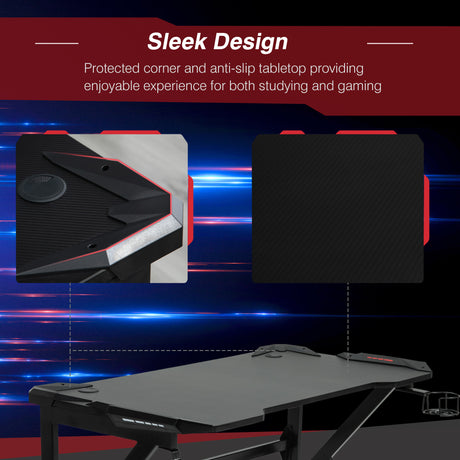 Wooden Gaming Desk 120cm Wide With Cup Holder - Velmora