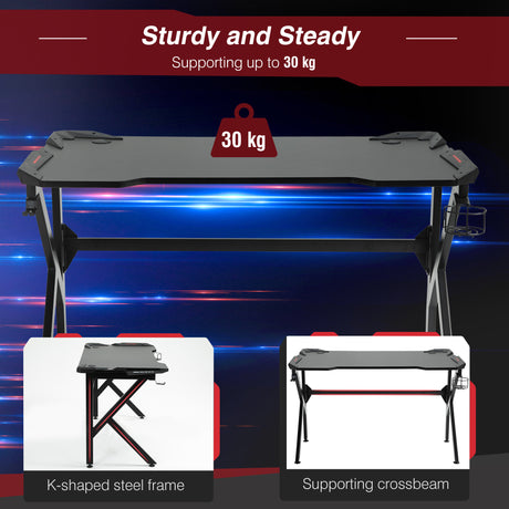 Wooden Gaming Desk 120cm Wide With Cup Holder - Velmora