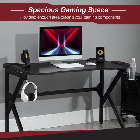 Wooden Gaming Desk 120cm Wide With Cup Holder - Velmora