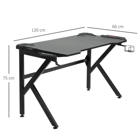 Wooden Gaming Desk 120cm Wide With Cup Holder - Velmora