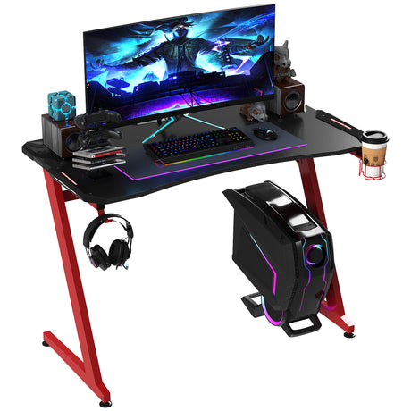 Wooden Gaming Desk 122cm Wide With Cup Holder - Velmora