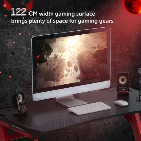 Wooden Gaming Desk 122cm Wide With Cup Holder - Velmora
