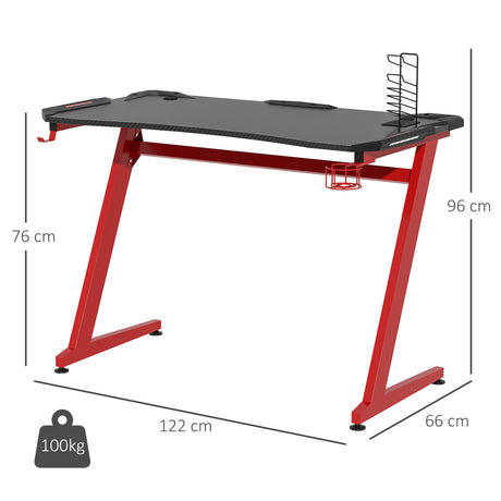 Wooden Gaming Desk 122cm Wide With Cup Holder - Velmora
