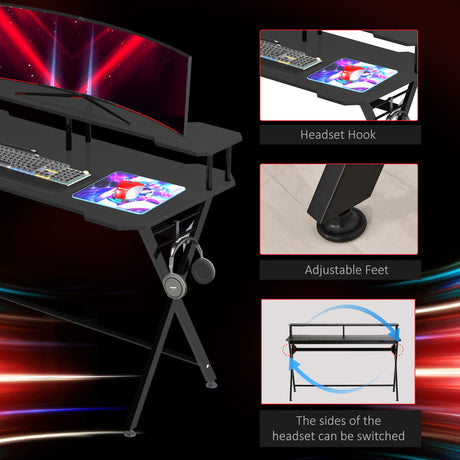 Wooden Gaming Desk 140cm Wide - Velmora