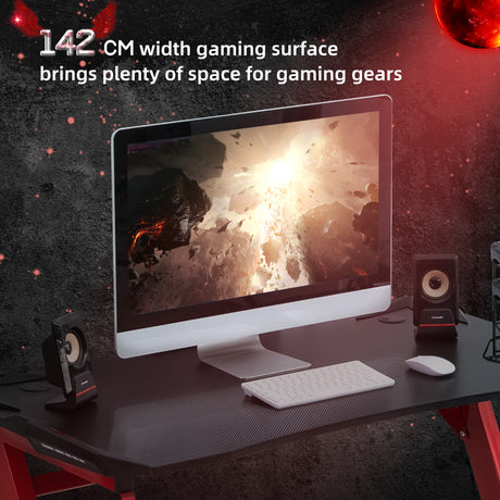 Wooden Gaming Desk 142cm Wide With Cup Holder - Velmora