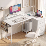 Wooden Gaming Desk 150cm Wide L Shaped With 4 Drawers - Velmora