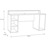 Wooden Gaming Desk With 2 Shelves And LED Lights - Tezaur