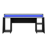 Wooden Gaming Desk With Blue LED Lights - Tezaur