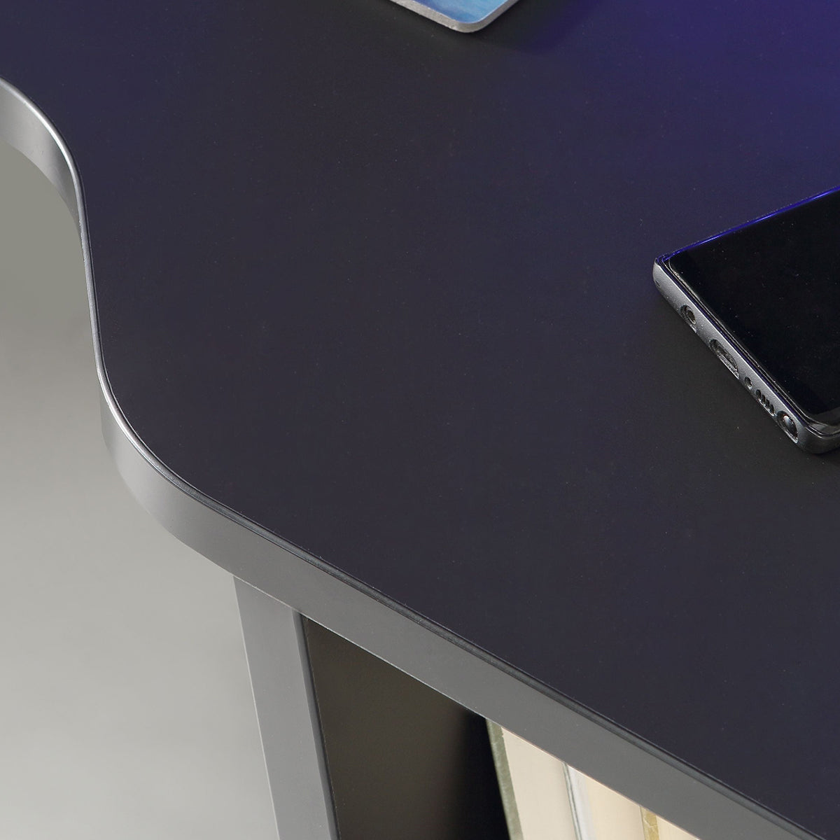 Wooden Gaming Desk With Blue LED Lights - Tezaur