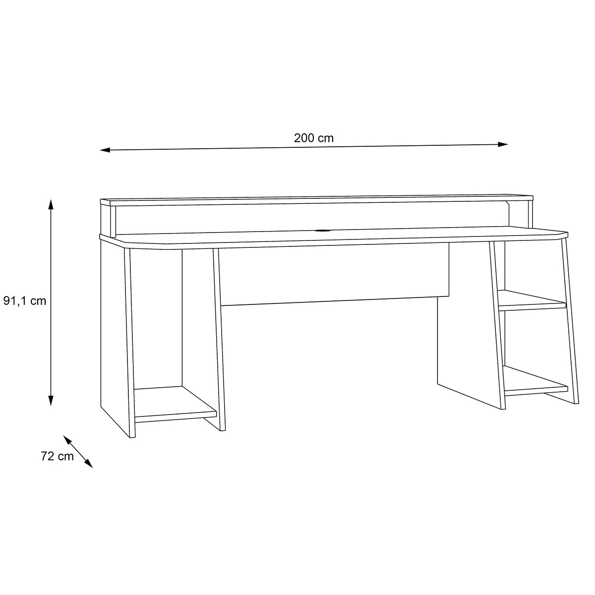 Wooden Gaming Desk With Blue LED Lights - Tezaur