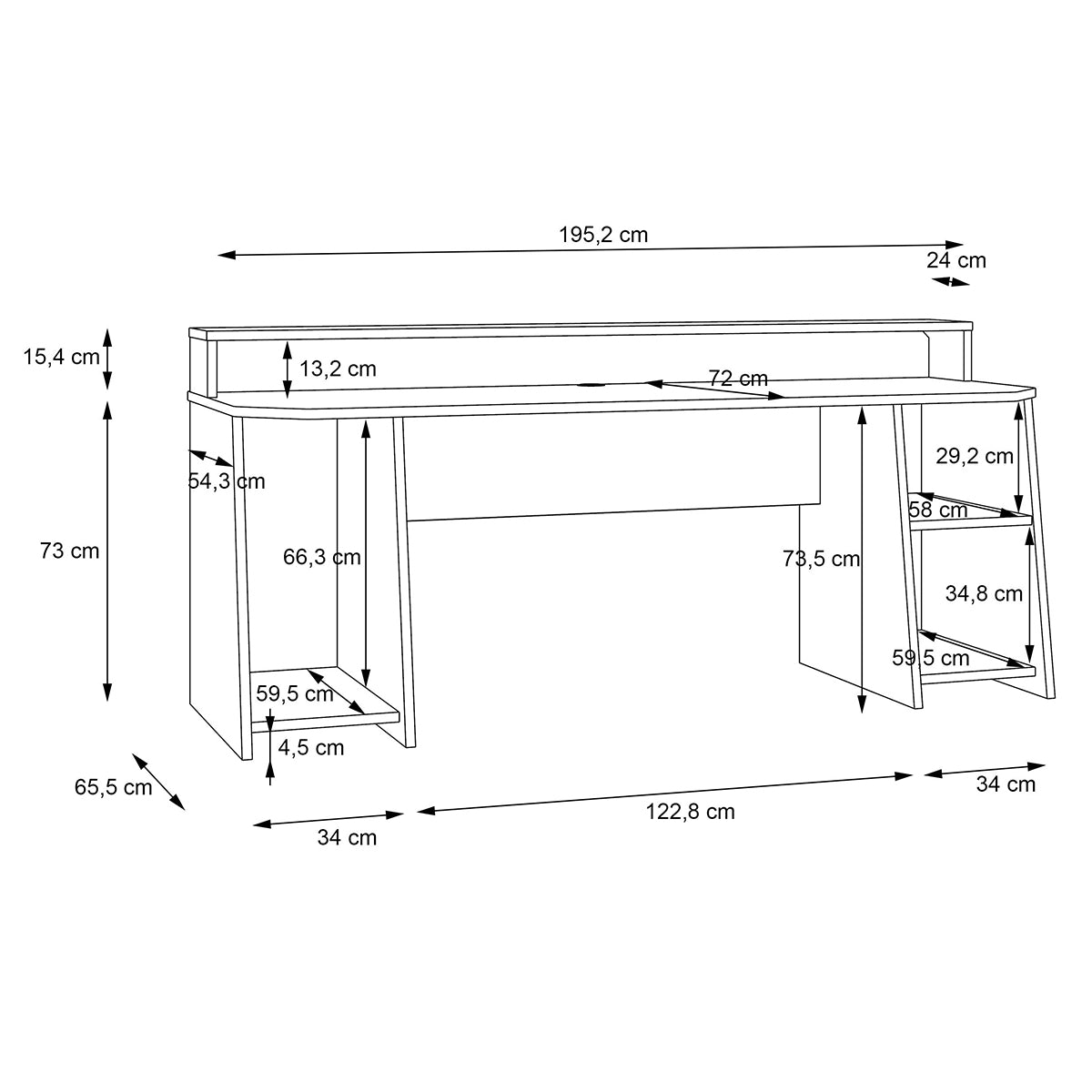 Wooden Gaming Desk With Blue LED Lights - Tezaur
