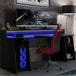 Wooden Gaming Desk 200cm Wide With Blue LED Lights - Tezaur