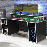 Wooden Gaming Desk With Colour Changing LED - Tezaur