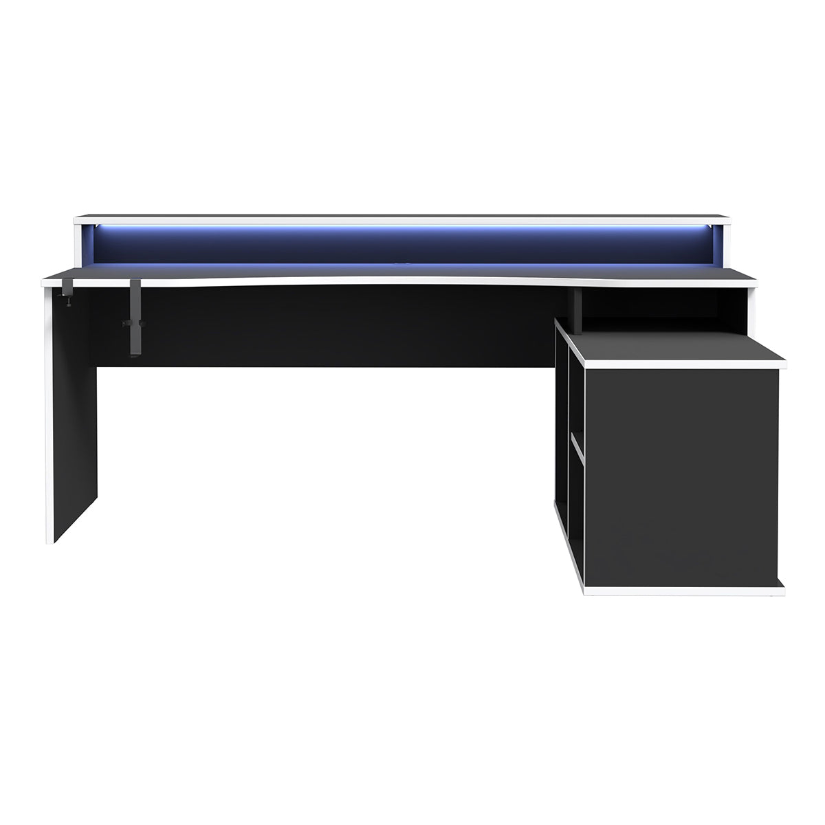 Wooden Gaming Desk in L Shape With Colour Changing LED - Tezaur