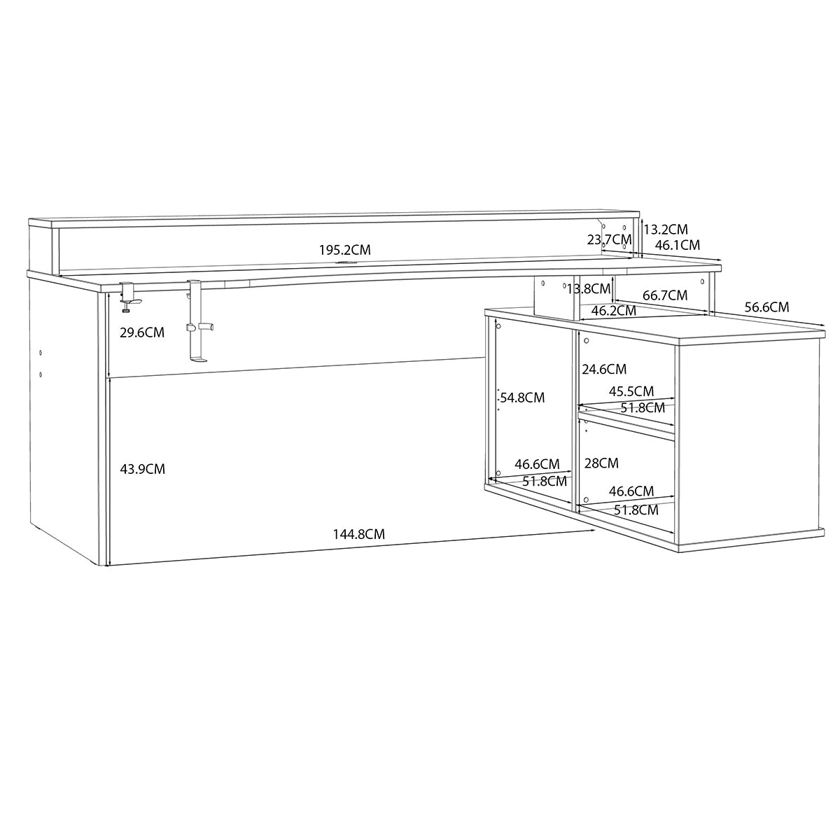 Wooden Gaming Desk in L Shape With Colour Changing LED - Tezaur