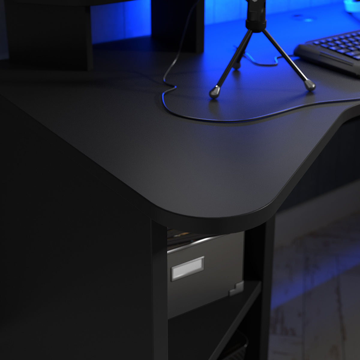 Wooden Gaming Desk With LED Lights - Tezaur