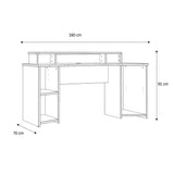 Wooden Gaming Desk With Shelves And LED Lights - Tezaur