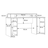 Wooden Gaming Desk With Shelves And LED Lights - Tezaur