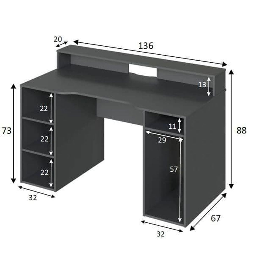 Wooden Gaming Desk With Hutch - Seguin