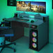 Wooden Gaming Desk 136cm Wide With Hutch - Seguin
