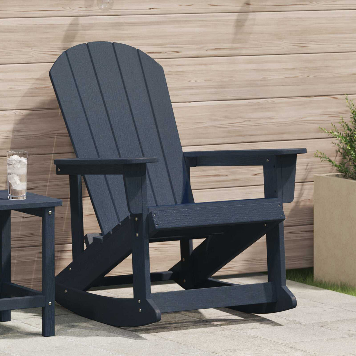 Wooden Garden Rocking Armchair Adirondack 73.5cm Wide - Vantage Home