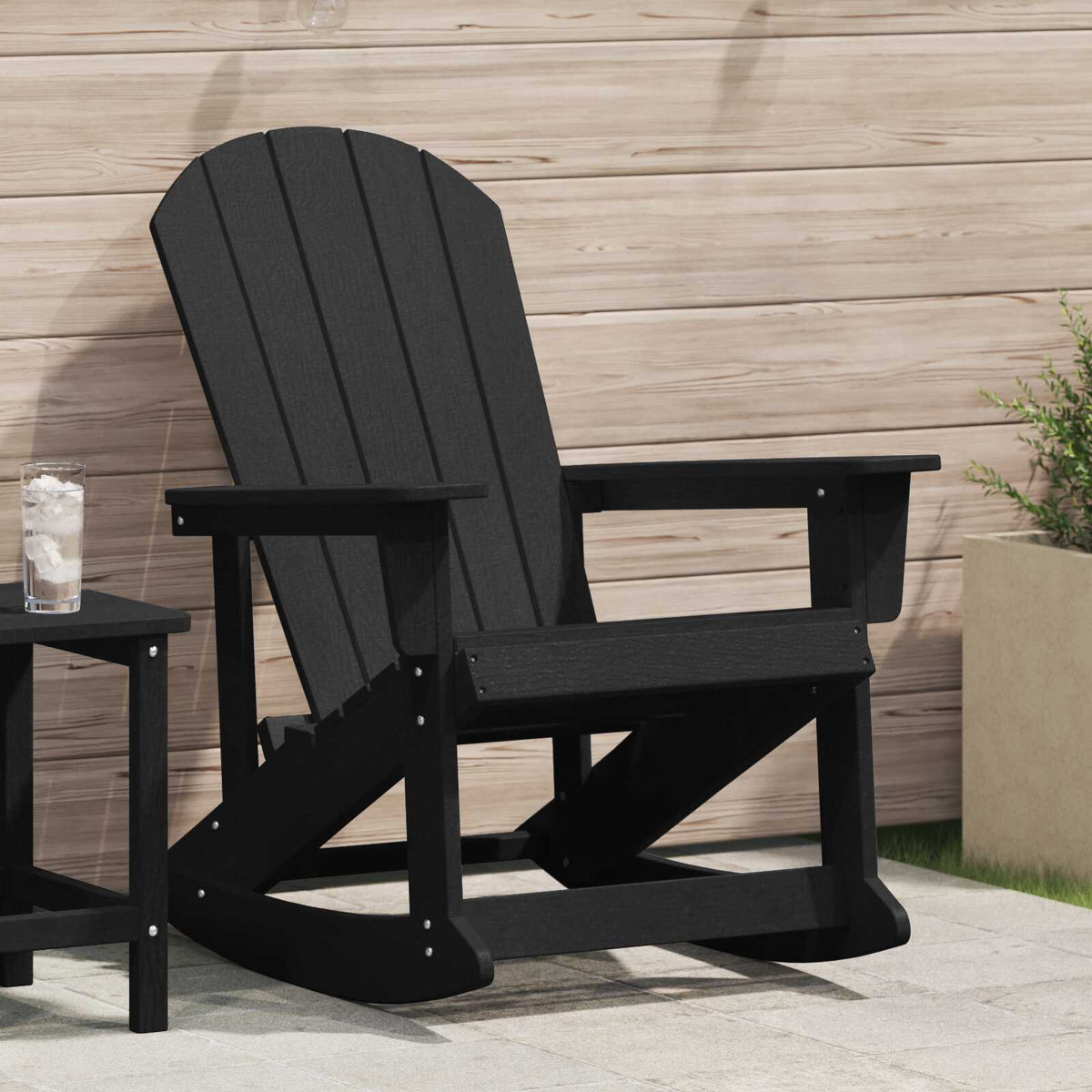 Wooden Garden Rocking Armchair Adirondack 73.5cm Wide - Vantage Home