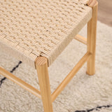 Wooden Hallway Seating Bench Interwoven Weaved - Alvin