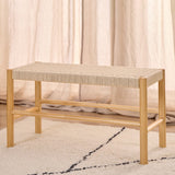 Wooden Hallway Seating Bench Interwoven Weaved - Alvin