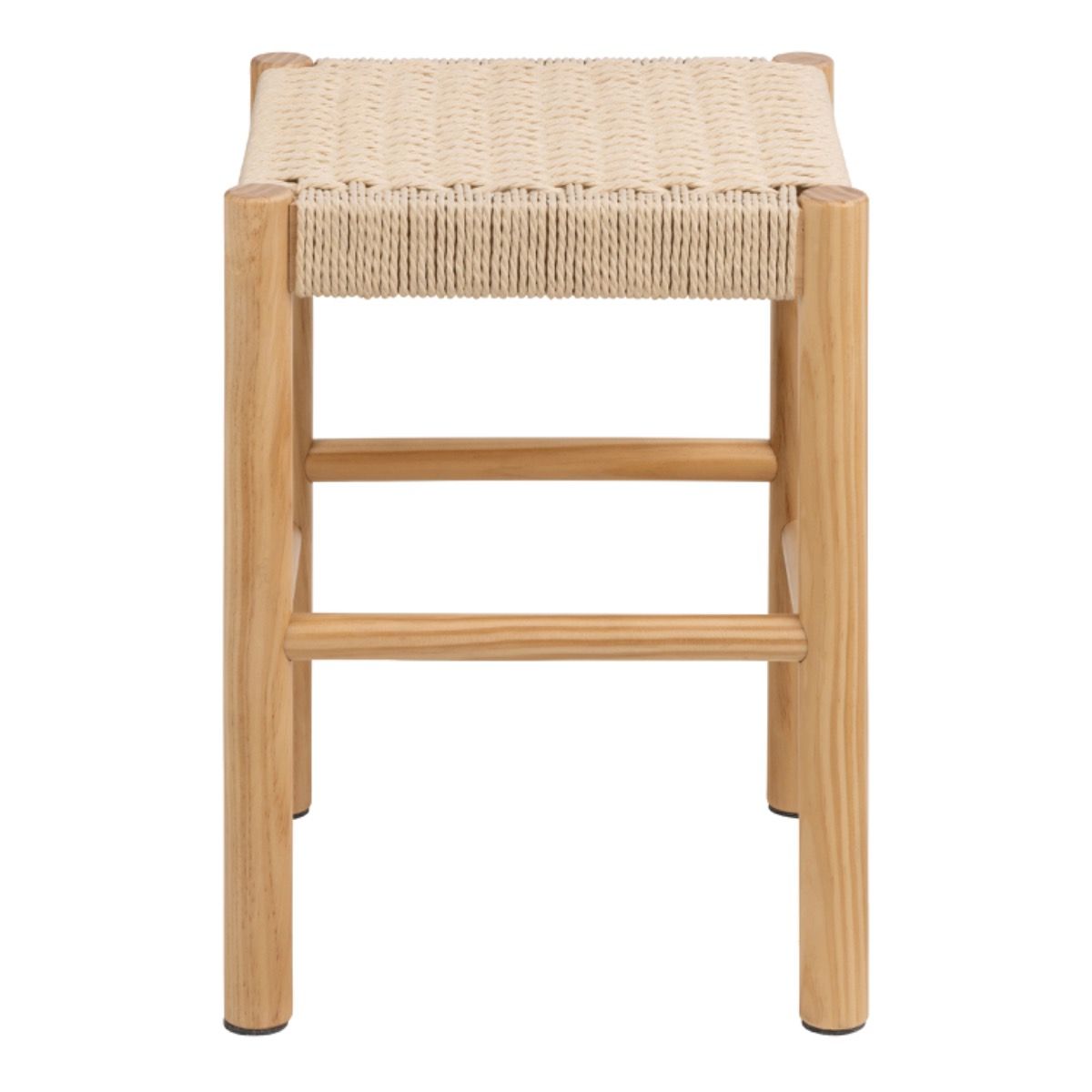 Wooden Hallway Seating Stool Interwoven Weaved - Alvin