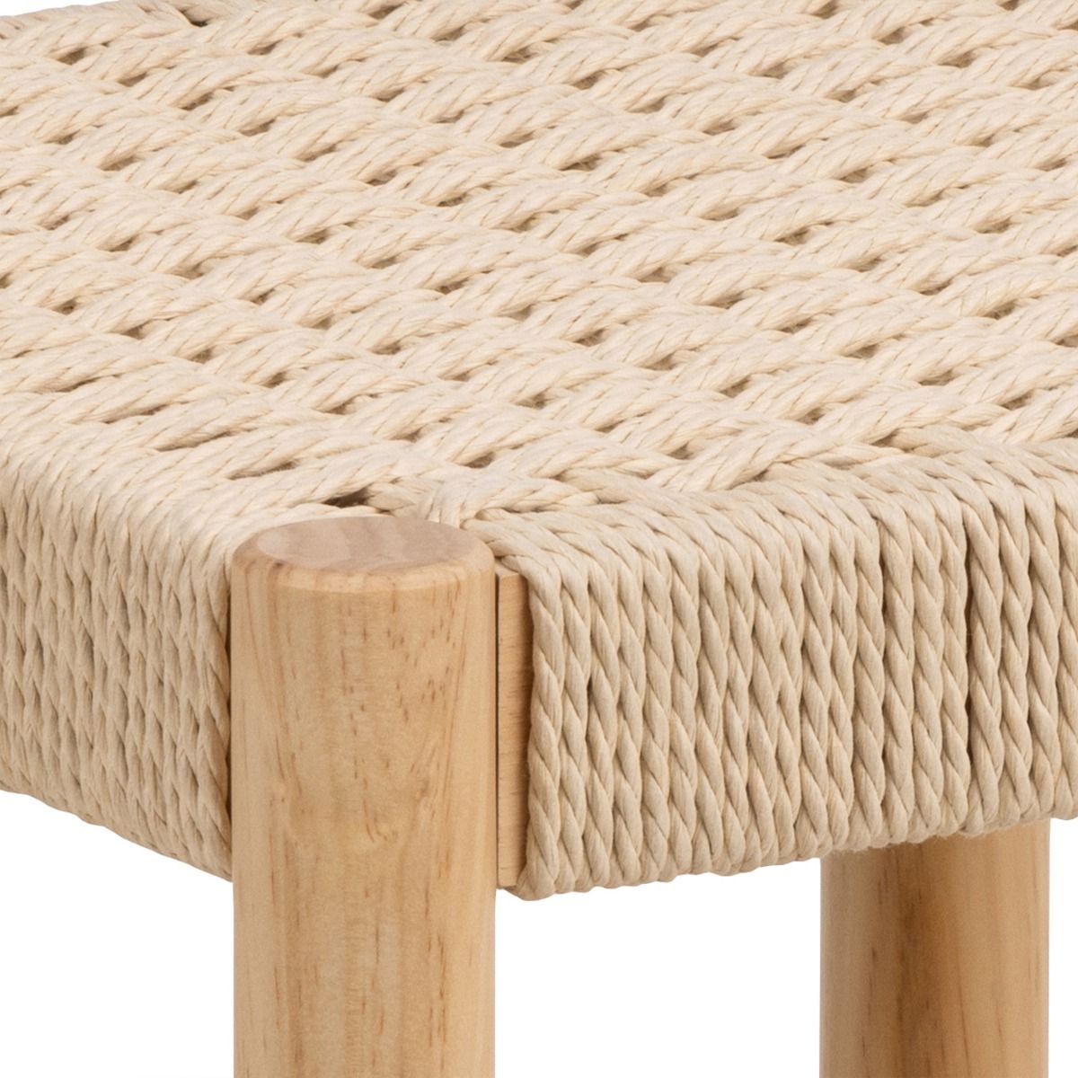 Wooden Hallway Seating Stool Interwoven Weaved - Alvin