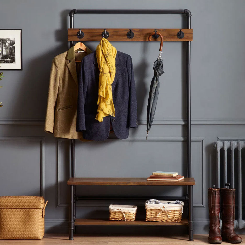 Wooden Hallway Stand With Bench - Boston