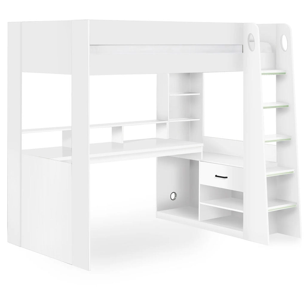 Wooden High Sleeper Bed With Gaming Desk - Blaze