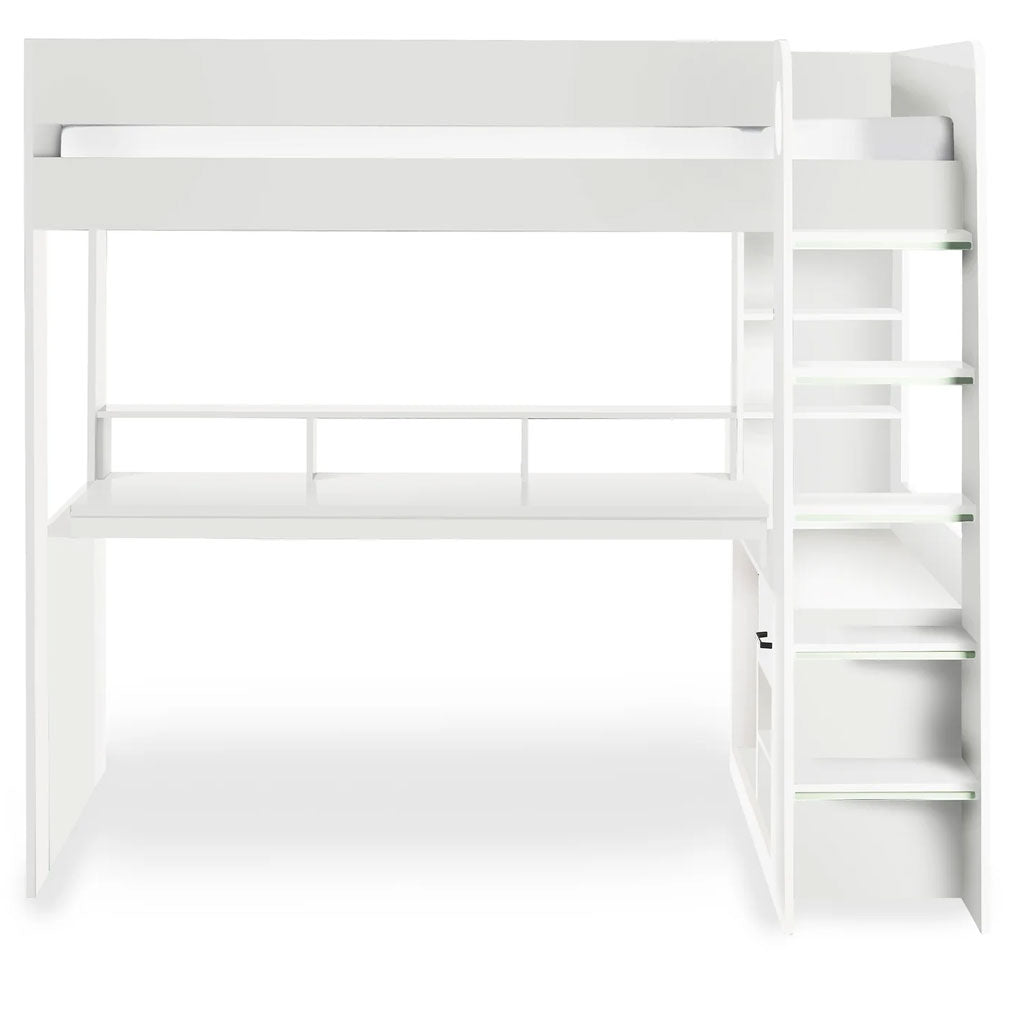 Wooden High Sleeper Bed With Gaming Desk - Blaze