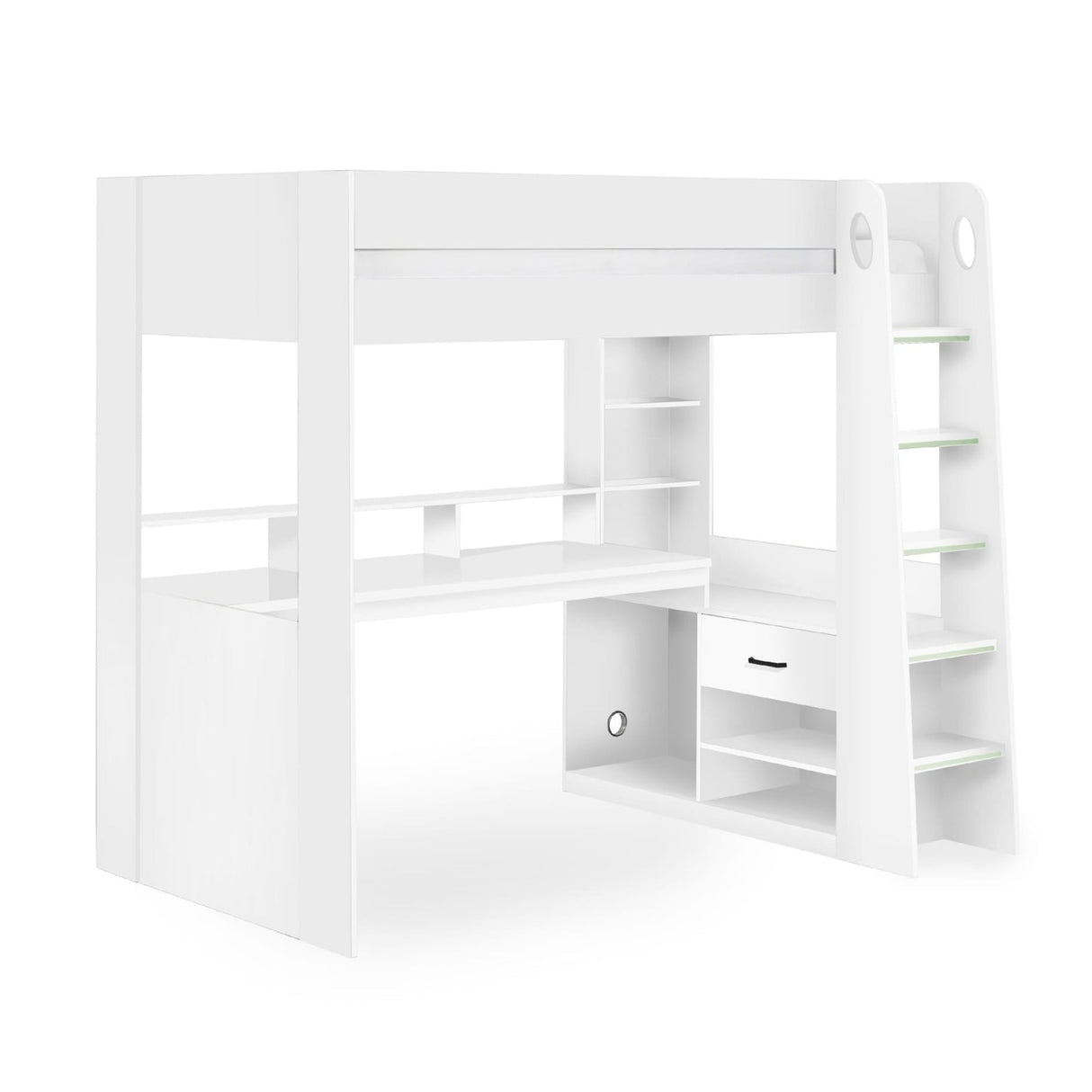 Wooden High Sleeper Bed With Gaming Desk - Blaze