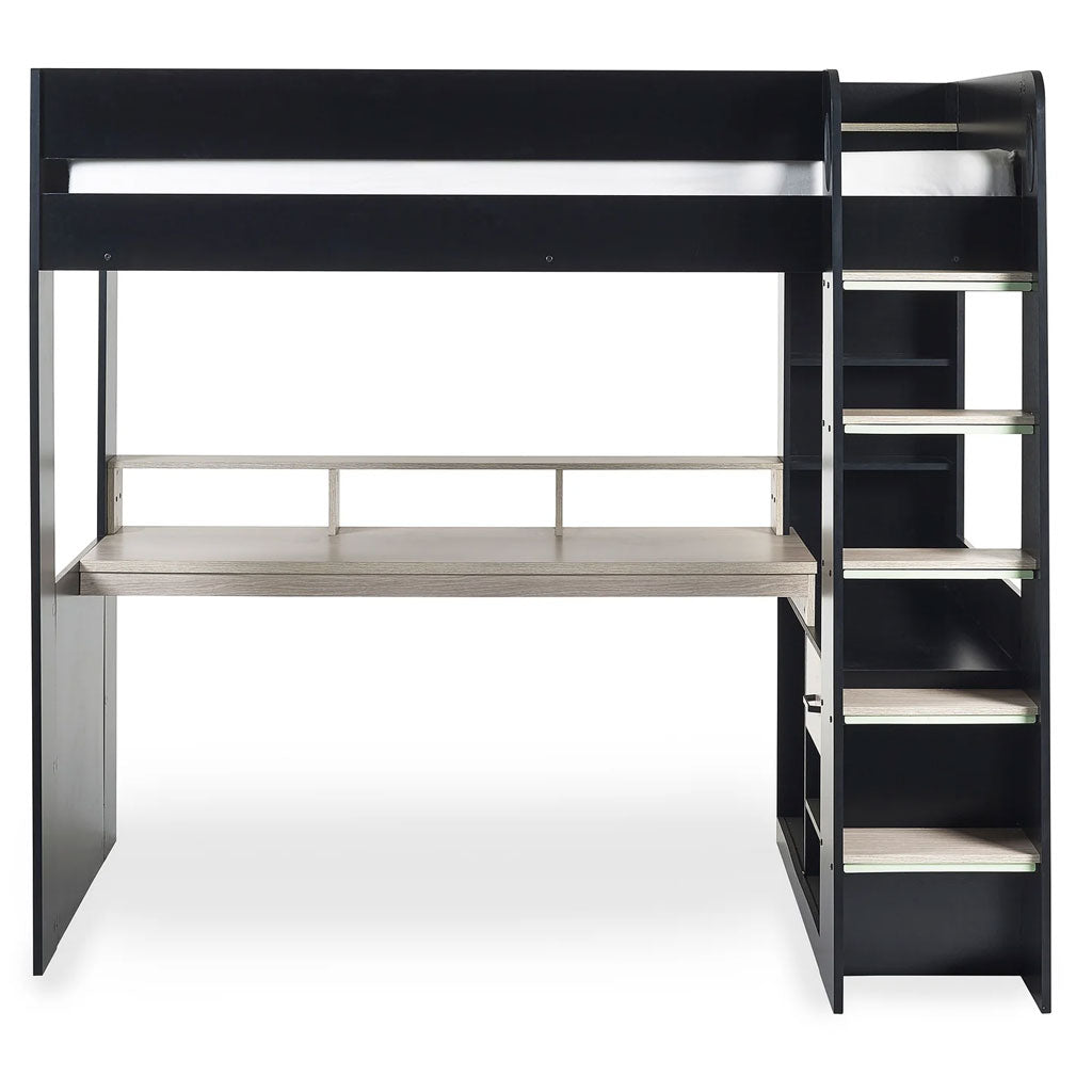 Wooden High Sleeper Bed With Gaming Desk - Blaze