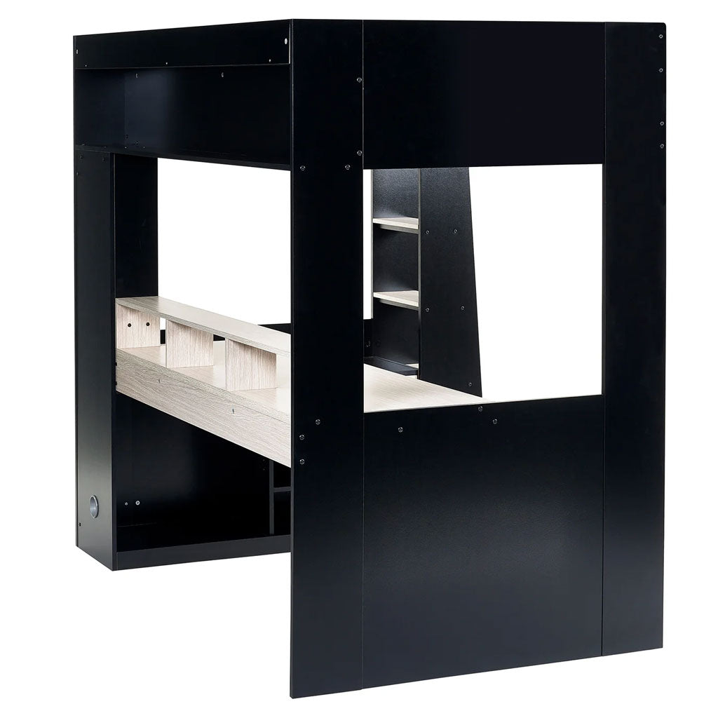 Wooden High Sleeper Bed With Gaming Desk - Blaze
